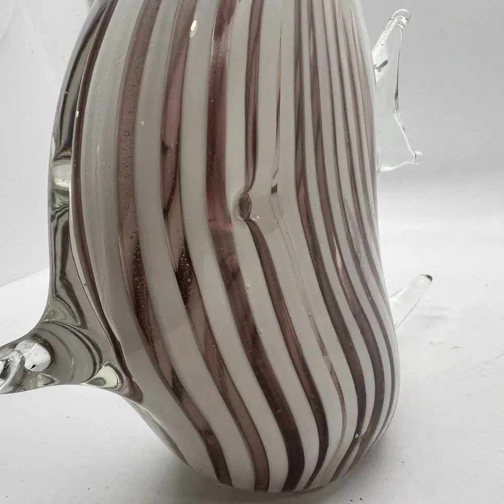 Reef Water Art Glass Sculpture Exotic Angel Fish Figurine Purple White Stripes